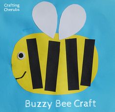 a paper bee craft with the words buzzy bee craft on it's side