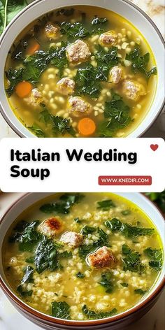 italian wedding soup with spinach and carrots