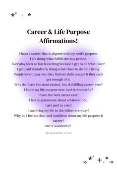 a purple heart with the words career and life purpose affirmation