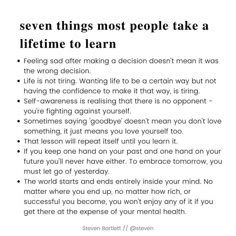 a poem with the words seven things most people take a life time to learn