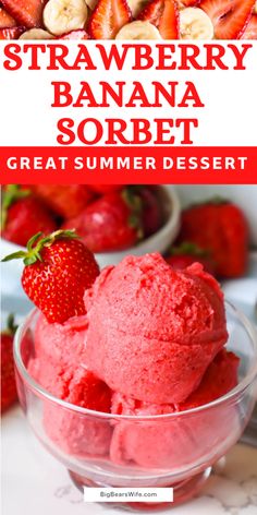 strawberry banana sorbet with text overlay