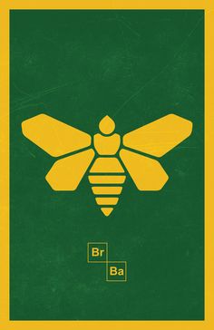 a black and yellow poster with a bee