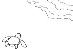 a drawing of a turtle swimming in the ocean