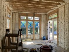 the inside of a house being built with wood framing