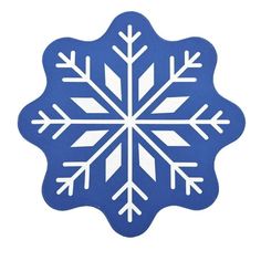 a blue and white snowflake on a white background