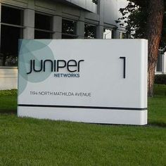 a large sign in front of a building that says jumper networks 1 north mathida avenue