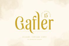 the word gaffler is written in gold on a white background with watercolor stains