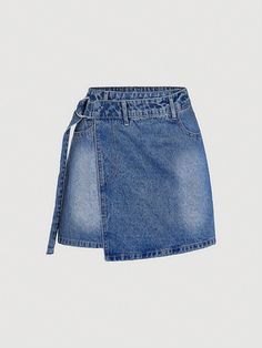 Women's Denim Wrap Mini Skirt, Casual Fitted, Y2k Denim Skirt, Mini Skirt, Blue Women Skirts, Cute Skirt Medium Wash Casual   Denim Plain Straight,Skort Non-Stretch  Women Clothing, size features are:Bust: ,Length: ,Sleeve Length: Clothes Italy, Denim Skirt Mini, Y2k Denim Skirt, Skirts Cute, Mini Skirt Blue, Long Fur Coat, Mini Rock, Denim Skirt Outfits, Denim Skort