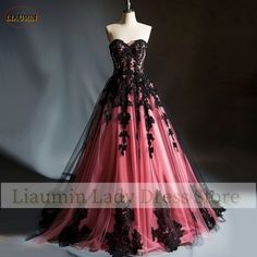 Black And Pink Wedding Dress, Pink And Black Prom Dress, Halloween Wedding Dresses, Pink Princess Dress, Black Prom Dress, Pink Wedding Dress, Pink Wedding Dresses, Pink Tulle, Black Wedding Dresses