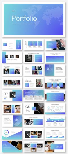 a bunch of blue and white powerpoint slides