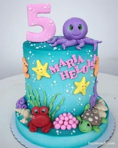 Under The Sea Cake, Happy Birthday Cake Pictures, Sea Cakes, Beach Birthday Party, Baby Birthday Cakes, Mermaid Cakes, Beach Birthday