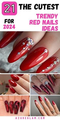 Red Sparkle Nails Acrylic Almond, Red Oval Shaped Nails, Red Sparkle Nail Designs, Red And Sparkle Nails, Red Sparkly Nails Acrylic, Red Nails Oval, Long Red Nail Ideas, December Nails Almond, Red Christmas Nails Almond