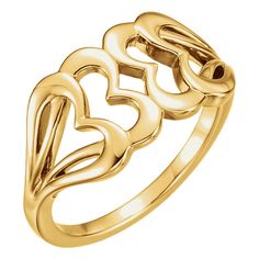 Interlocking Heart Ring in 14K Yellow Gold Birthstone Ring Mothers, Gold Heart Ring, Silver Heart Ring, Yellow Heart, Promise Rings For Her, Jewelry Ring, Rings For Her, Sterling Silver Heart, Gold Heart