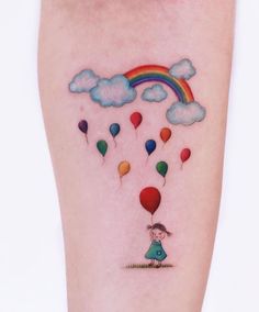 70 Best Unique And Minimal Colorful Tattoos - TheTatt Baby Hand Tattoo, Rainbow Tattoo, Circular Tattoo, Balloon Tattoo, Colorful Tattoos, Tattoo Minimal, Minimal Tattoo Design, Circle Tattoos