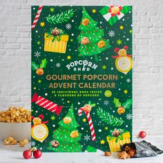 the gourmet popcorn advent calendar is on display