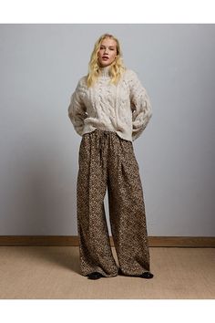 Cut in drapey luxury-grade silk/Elasticated self-tie waist/Single pleats/Very fine topstitching/Allover leopard print/Back patch pocket White Jeans Men, Leopard Pants, Athletic Fit Jeans, Dream Jeans, Jean Trends, Mens Loungewear, Curvy Jeans, Medium Wash Jeans, Thanksgiving Outfit