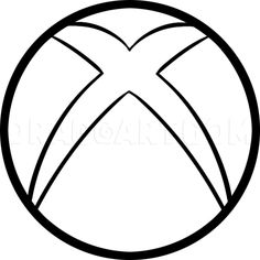 a black and white image of the xbox logo in a circle with an x on it