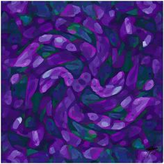 an abstract painting with purple and green colors