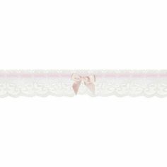 a pink ribbon with a bow on it's end and lace around the edge