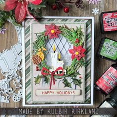 a christmas card made by kulbir kirkland with the holiday wreath stamp set