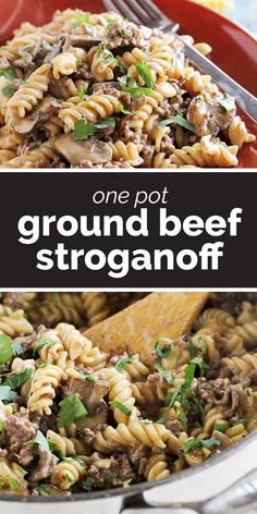 one pot ground beef stroganonoff is an easy and delicious dinner that's ready in under 30 minutes