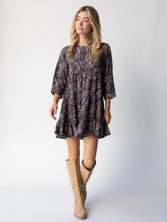 Heidi Mini Dress - Navy Paisley-view 1 Casual Short Dresses, Floral Mini Dresses, Burnt Orange Dress, Dresses Casual Fall, Dresses Casual Winter, Effortless Outfit, Paisley Print Dress, Womens Fall Dress, Rust Dress