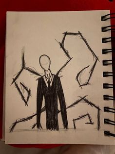 a drawing of a man in a suit and tie standing next to a pile of arrows