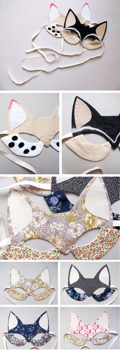 several different types of bras are shown in multiple pictures, each with cat ears on them