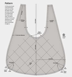 the pattern for this purse is shown with measurements and instructions to make it look like an apron