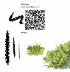 an image of some trees and bushes with qr code on them to describe what they are