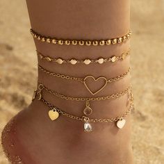 Bead Anklets, Anklet For Women, Preppy Jewelry, Heart Anklet, Jewellery Pouch, Ankle Jewelry, Beach Anklets, Jewelry Accessories Ideas, Great Gifts For Women