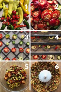 four pictures showing different types of vegetables and how to make them