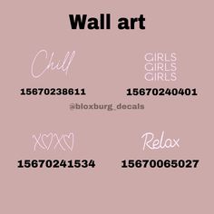 some type of font that is in different colors and sizes, with the words wall art on