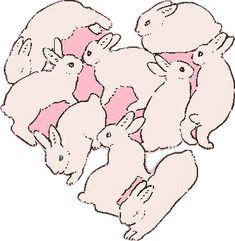 a group of baby animals in the shape of a heart