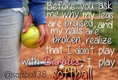 a person holding a baseball in their right hand and the words if my boyfriend had me choose between him and softball, he's sure