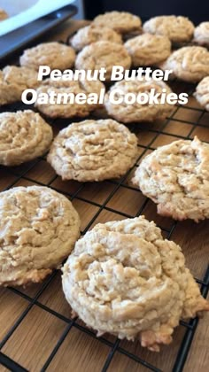 some cookies are cooling on a wire rack