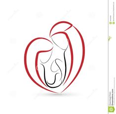 mother and baby in the shape of a heart on white background stock photo - image