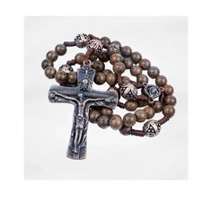 Our Father Wood Rosary Beads Necklace Large Antique Cross 20 Nazareth Store Knotted Rosary, Wooden Rosary, Rosary Beads Necklace, Purple Gift, Metal Cross, Holy Mary, Rosary Necklace, Our Father, Rosary Beads