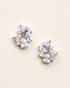 Regina CZ Studs - Shop Earrings & Jewelry | Dareth Colburn Bridal Stud Earrings, Stud Earrings Wedding, Earrings Bride, Timeless Earrings, Wedding Earrings Studs, Bridal Earrings Studs, Wedding Studs, Floral Studs, Bride Earrings