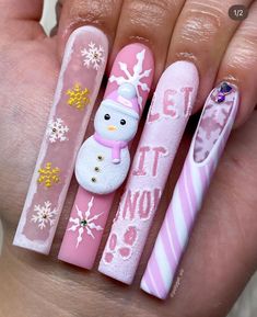 Nails By Vic, Hot Pink Christmas Nails, Stiletto Christmas Nails, Pink Christmas Nails Acrylic, Ugly Christmas Sweater Nails, Nails Pics, Hot Pink Christmas, Pink Christmas Nails, Christmas Nails Winter