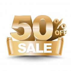 50 % off sale banner with ribbon