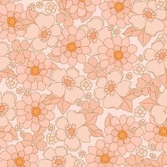 an orange and pink flower pattern on a white background