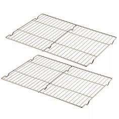 pair of stainless steel cooking racks with wire shelves for use in the oven or stovetop