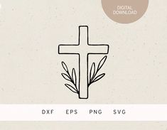 a cross with leaves on it and the words dxf eps png svg