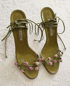 Fairy Heels, Floral High Heels, Pretty Heels, Flower Heels, Manolo Blahnik Heels