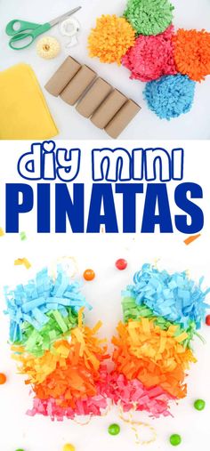 paper mache pinatas with text overlay that says diy mini pinatas