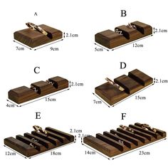 four different types of woodworking tools are shown with measurements for each tool and the other parts