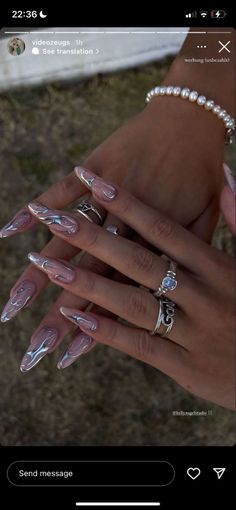 Nails And Rings, Kylie Nails, Chrome Nails Designs, Minimalist Nails, Fire Nails, Funky Nails, Dream Nails, Pretty Acrylic Nails, Chic Nails