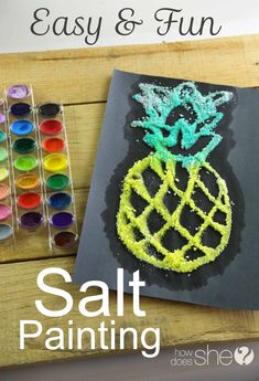 an easy and fun pineapple salt painting craft for kids