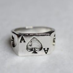 Nwot Ace Of Spades Engraved Gambling Silver Tone Unisex Size 9 Ring # 788 Ace Of Spades, Ring Color, Mens Accessories Jewelry, Spade Jewelry, Source Unknown, Men's Jewelry, Cute Jewelry, Mens Jewelry, Silver Tone